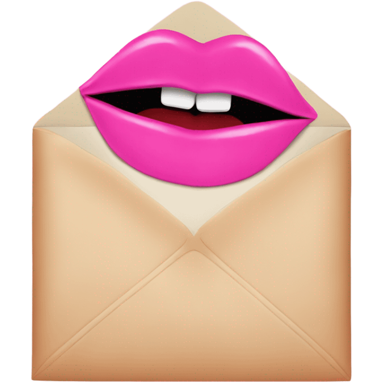 Pink love letter with a lipstick kiss  emoji