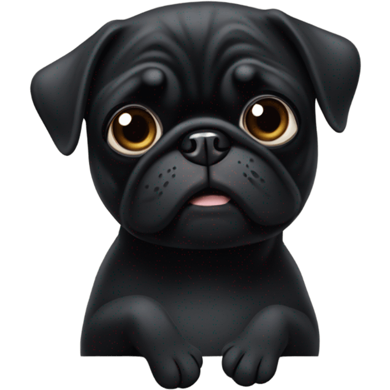 Black pug giving the thumbs down sign with paw emoji