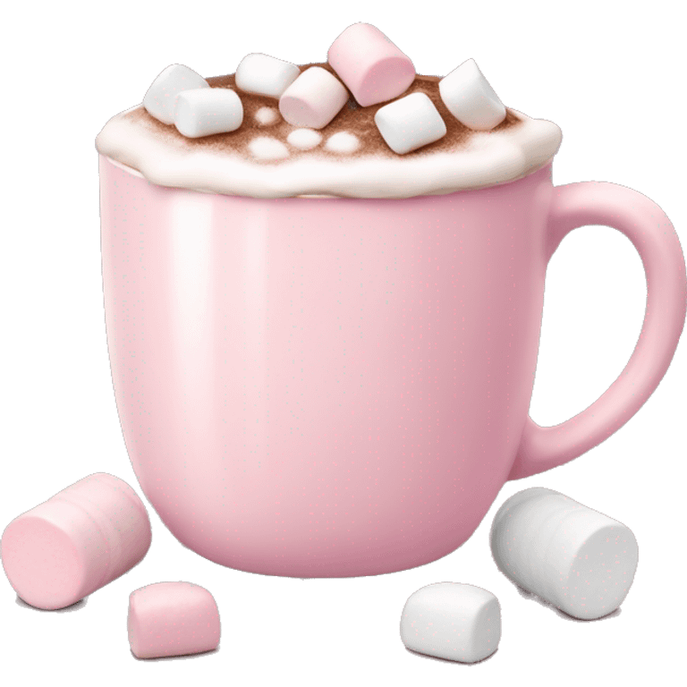 Light Pink mug of hot chocolate with marshmallows  emoji