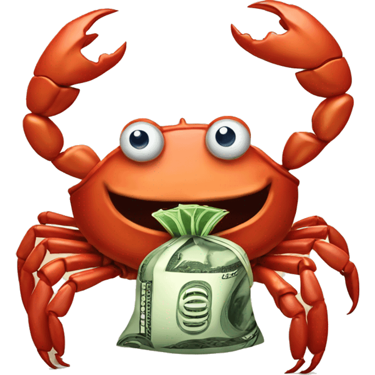 Crab holding money bag emoji