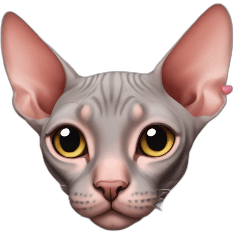 sphynx cat with hearts floating around emoji