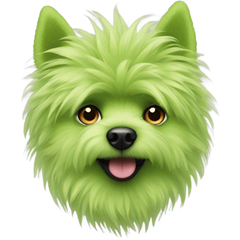 lime green fluffy dog pointy ears emoji