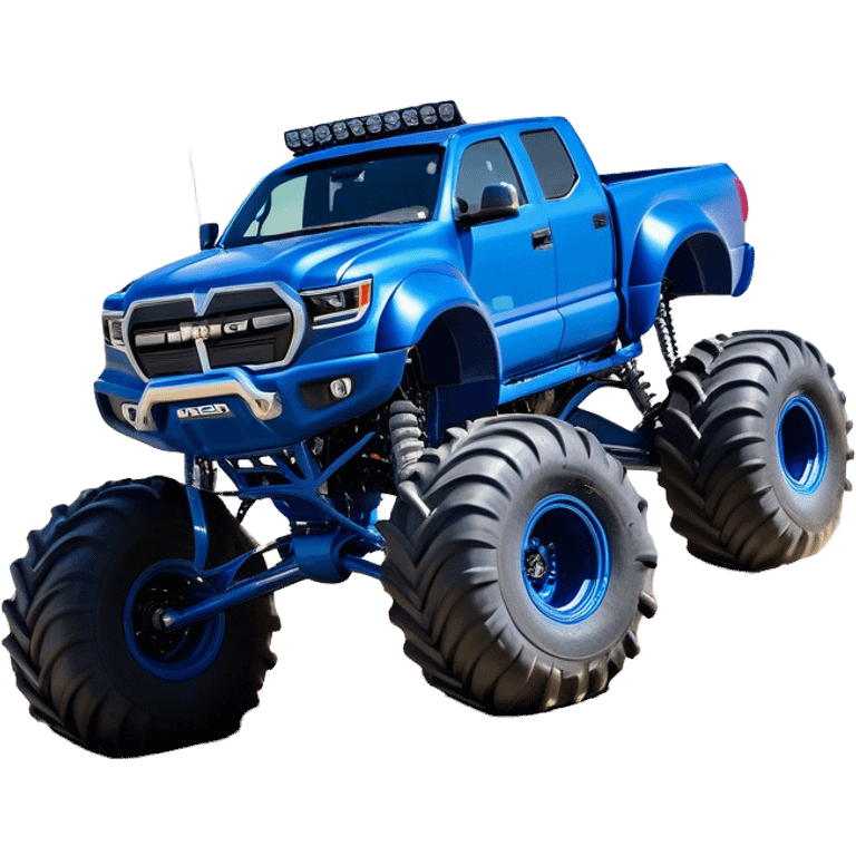 Bigfoot - Bigfoot 4x4 (Model Year: 2022) (Iconic colour: Blue) - An oversized, rugged monster truck with bold, aggressive lines painted in a striking blue. Focus on massive, rugged tires and a muscular chassis that exudes raw power and an urban legend feel. emoji