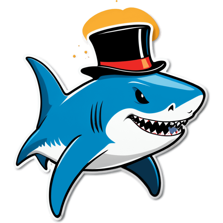 Shark with a top hat emoji