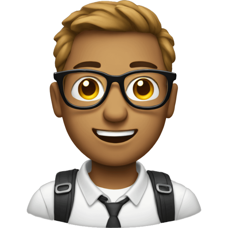 Nerdy emoji with glasses and camera emoji