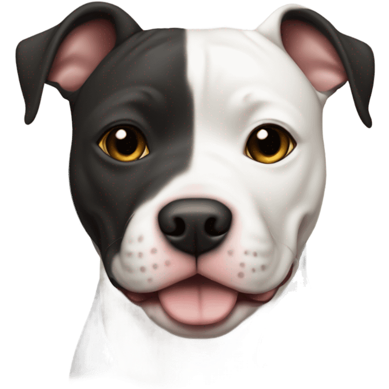 American pitbull terrier black and white dark eyes emoji