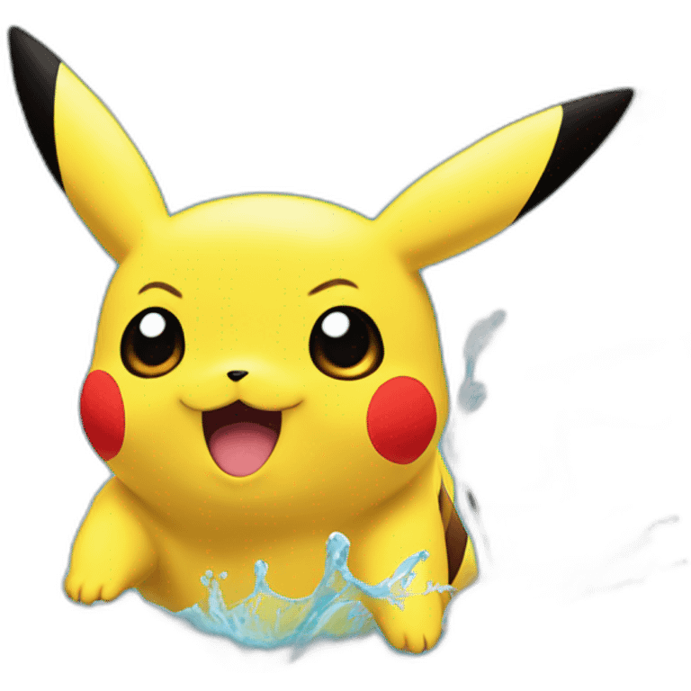 Pikachu qui crache de l'eau emoji