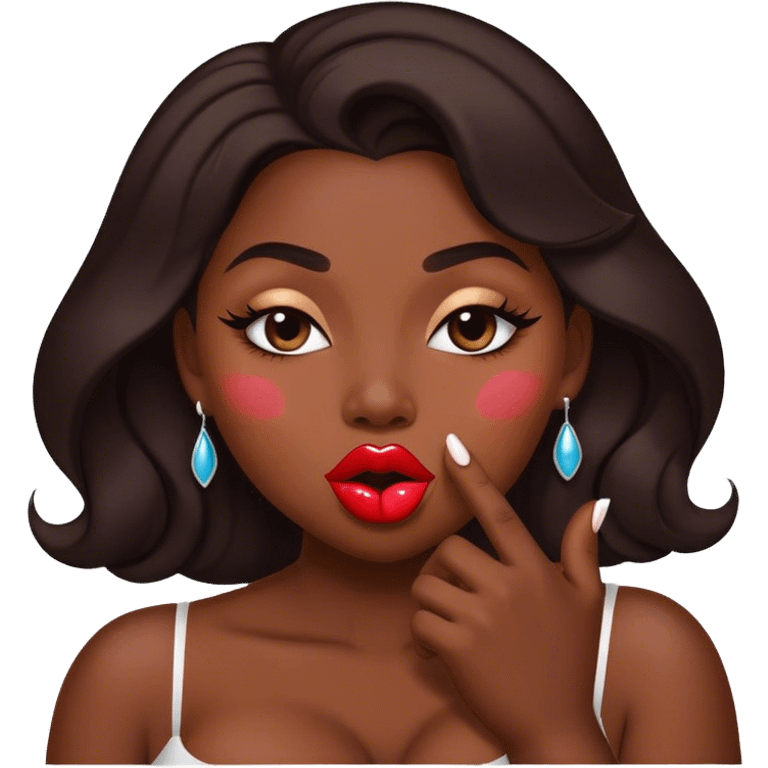 A voluptous woman with big lips throwing a kiss  emoji