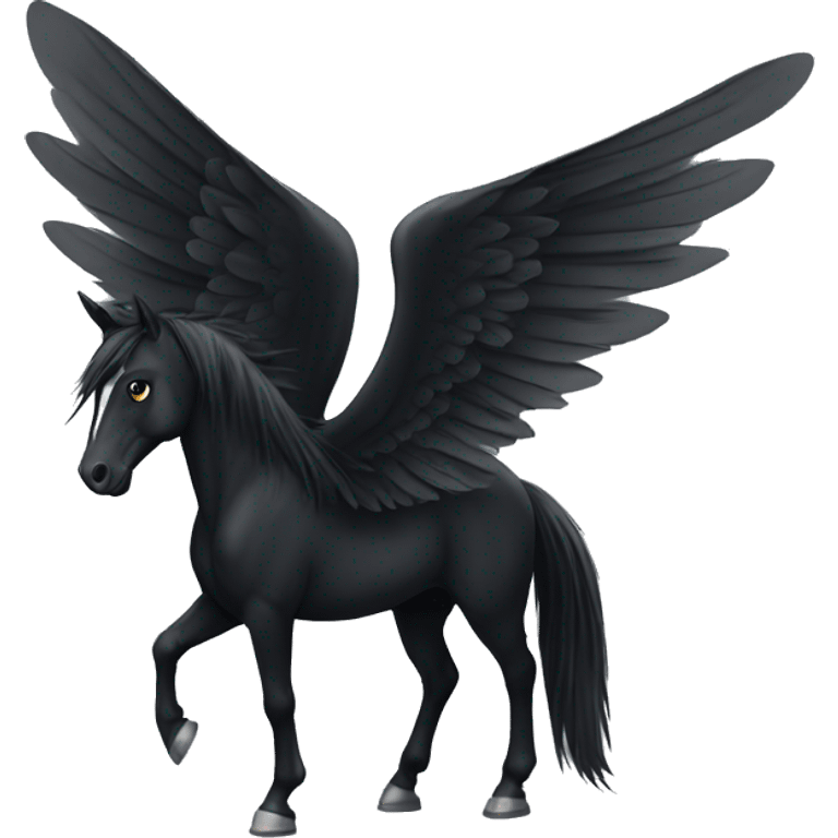 black horse with wings and  long tail emoji