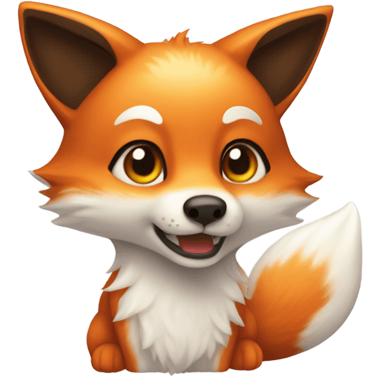 realistic and high detail of kawaii fox full body emoji