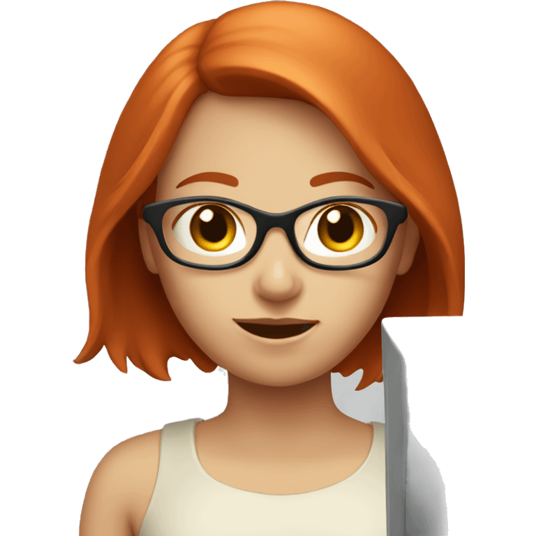 A red-haired girl with a computer. emoji