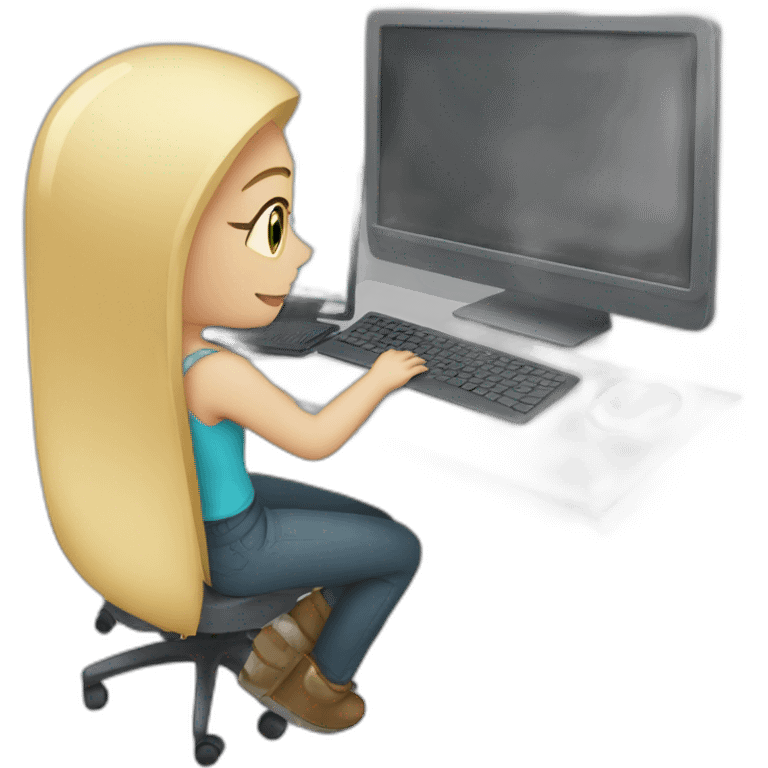 white girl work on computer emoji