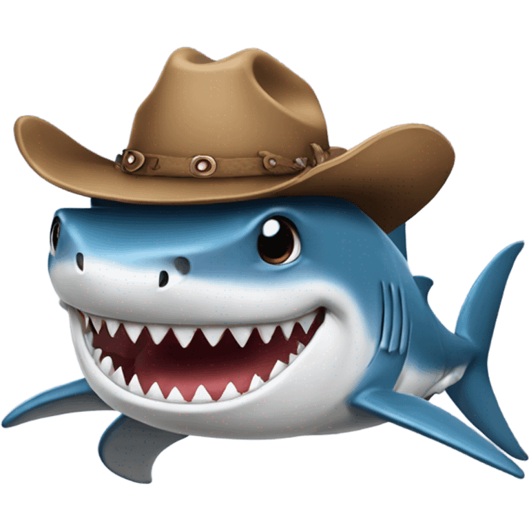 Shark wearing a cowboy hat emoji