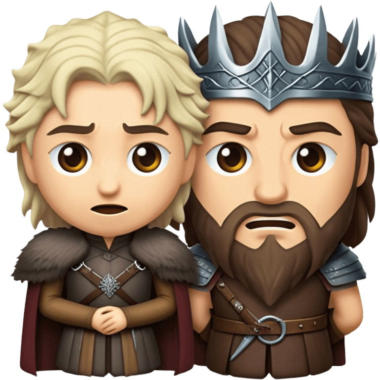 Cinematic Realistic Game of Thrones Pop Culture Emoji, featuring a dramatic, epic portrayal inspired by the fantasy series rendered with rich textures and cinematic lighting. emoji