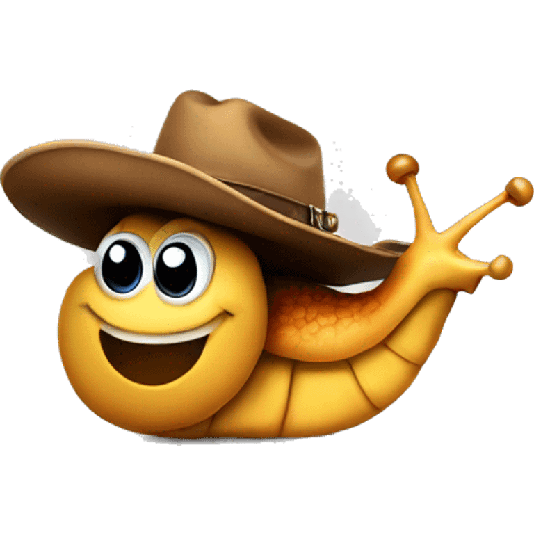 Snail smiling wearing a cowboy hat emoji