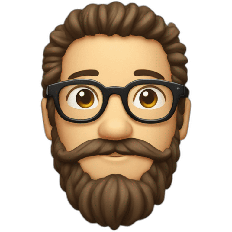 Gordo de rulos y barba candado con lentes emoji