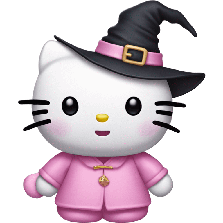 Hello kitty with witch pastel pink hat emoji