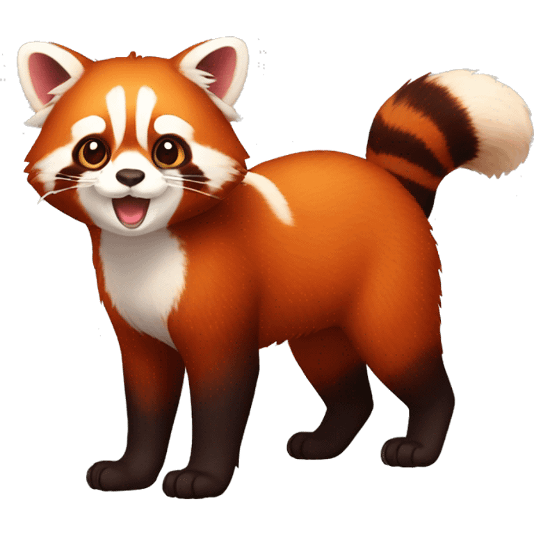 cute red-panda-cat-hybrid full body emoji