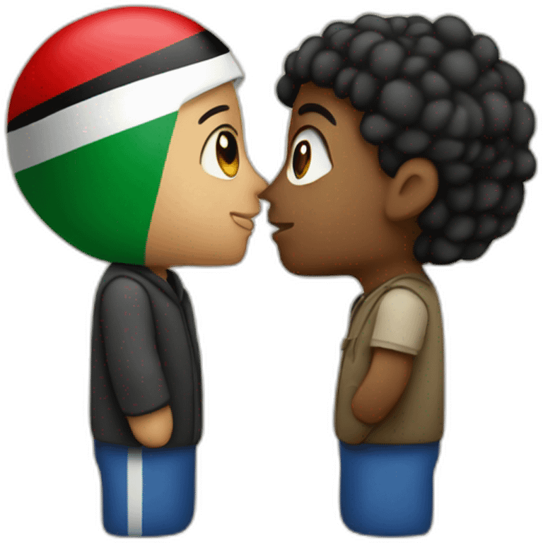 palestine and israel kissing emoji