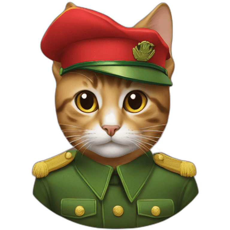 cat wearing chairman mao green military beret emoji