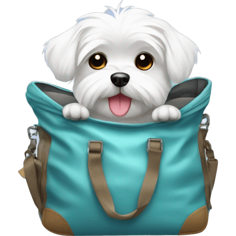 Cute Maltese dog in a airplane bag  emoji