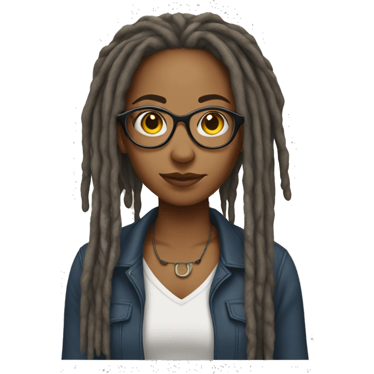 mixed woman with dreads and glasses  emoji