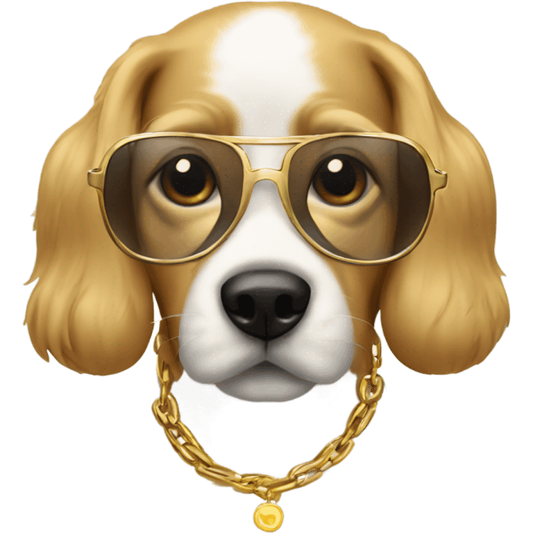 Dog with subglasses and gold chain emoji