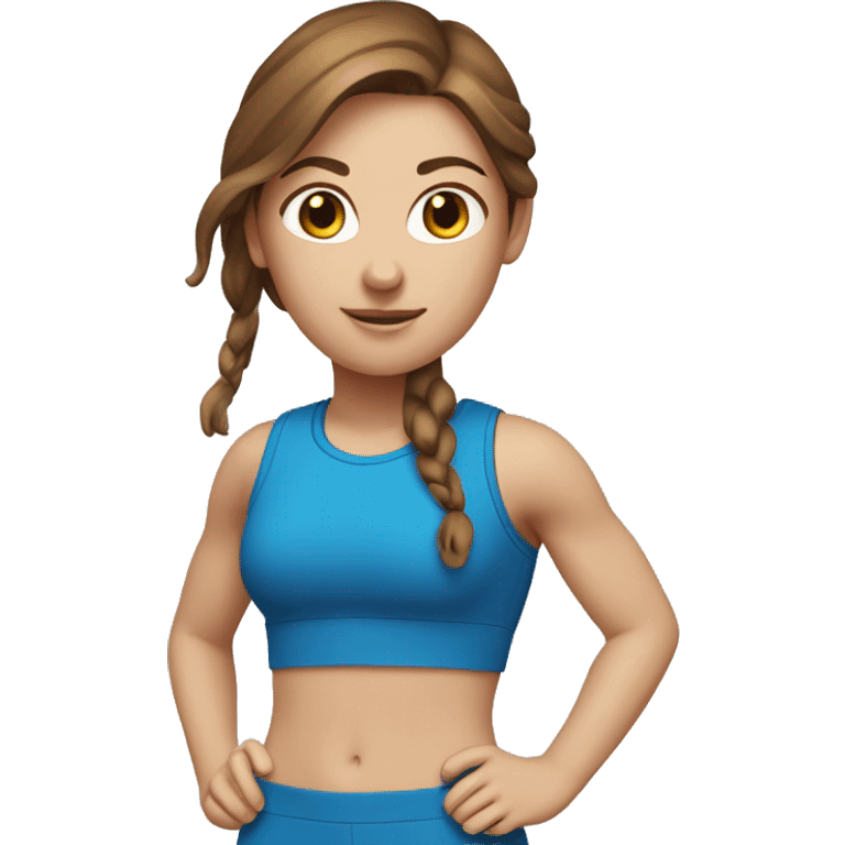 Sport exercise one white girl with brown hair in blue costume  emoji