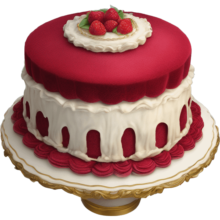 highly detailed rococo red velvet cake emoji