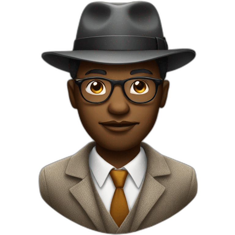 African America man wearing a fedora with glasses smoking a cigar emoji