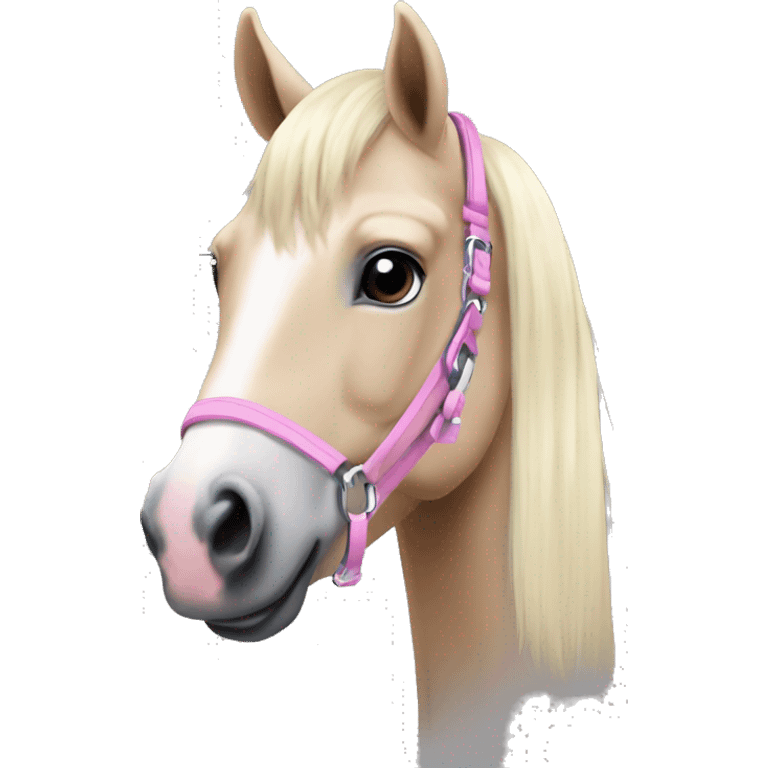 Fjord horse mare with pink halter emoji