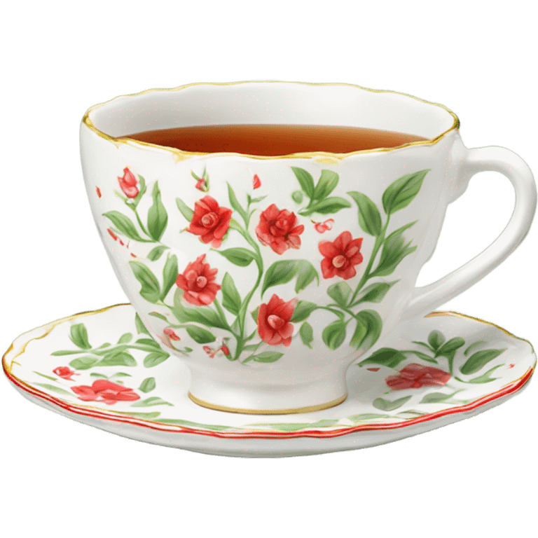 Tea floral red and white china cup emoji