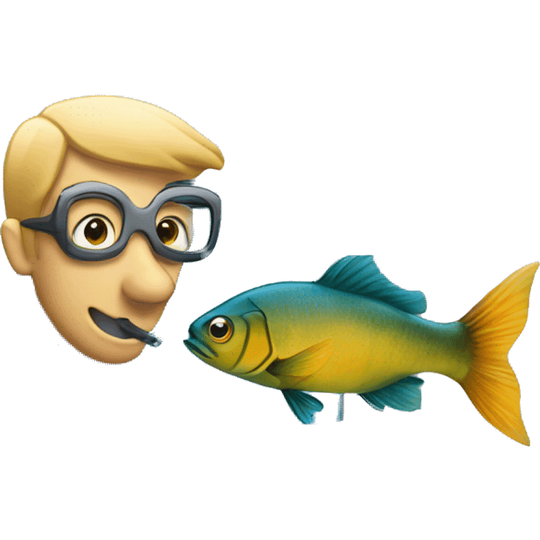 A fish typing on a computer emoji