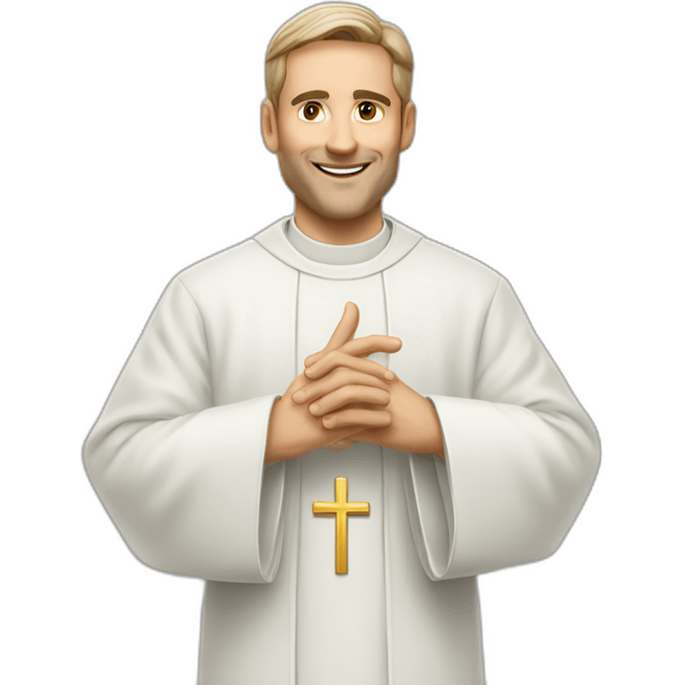 White Catholic Priest doing 🤙 Shaka emoji