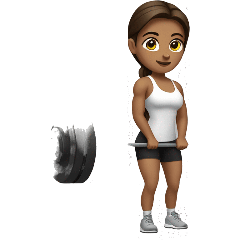 Deadlift exercise girl with brown hair and brown eyes  emoji