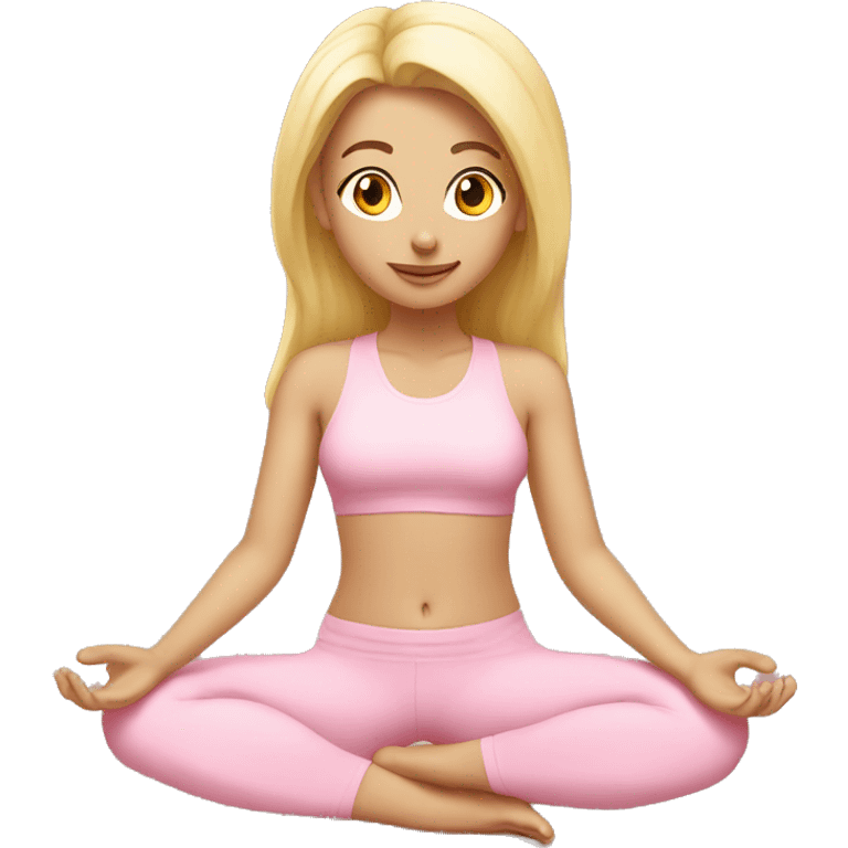 blonde yoga girl light pink clothes n emoji