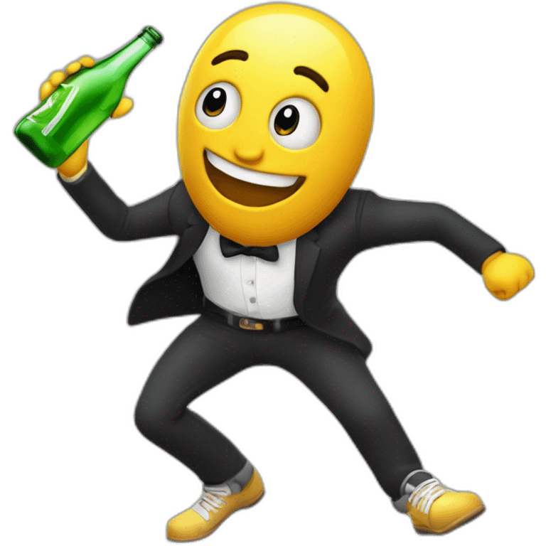 durazno 3d bailando con botella en la mano  emoji