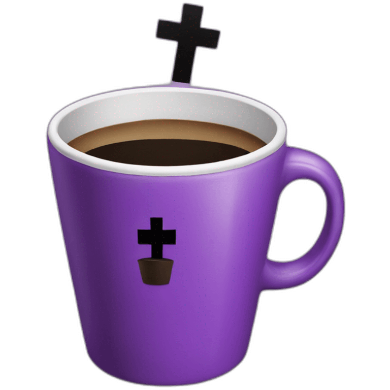 Purple coffee cup with black cross on it emoji