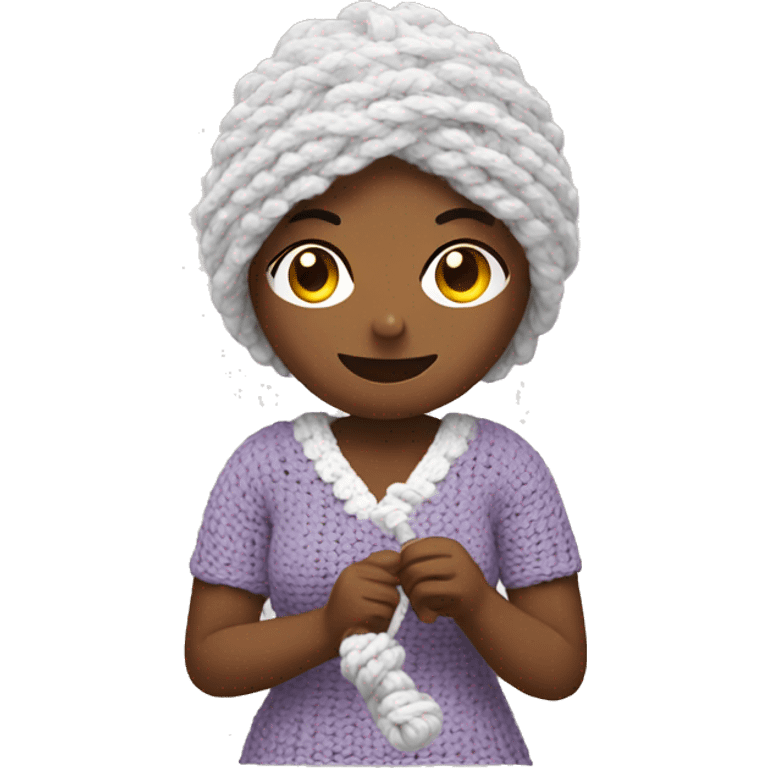 Woman crocheting emoji