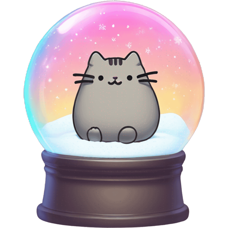 Kawaii rainbow neon pusheen snow globe  emoji