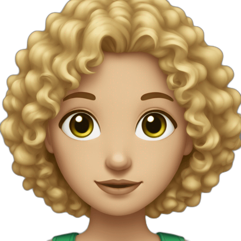 portrait of midle easten curly girl with light hair and green eyes emoji