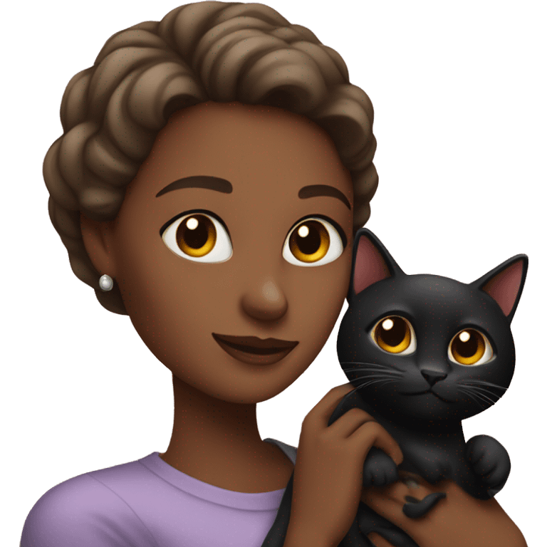 Pretty woman holding Black cat emoji