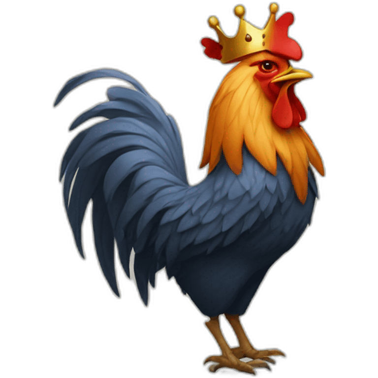 howling rooster with a crown on its head emoji