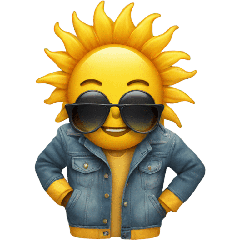 Sun with a jacket and sunglasses emoji