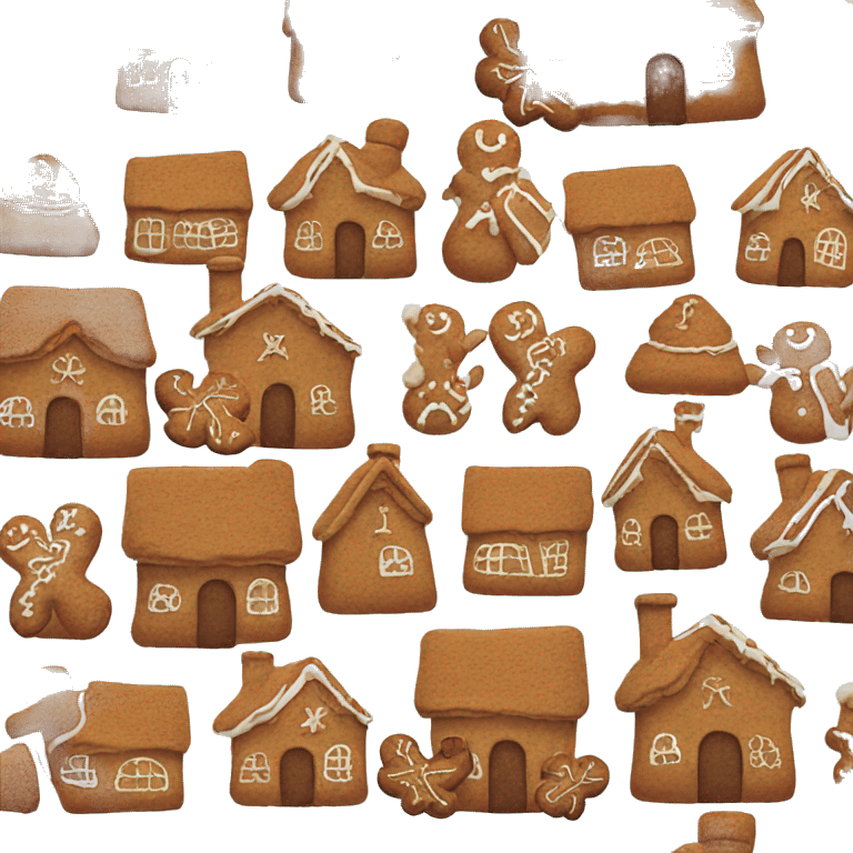 Gingerbread village with gingerbread men  emoji