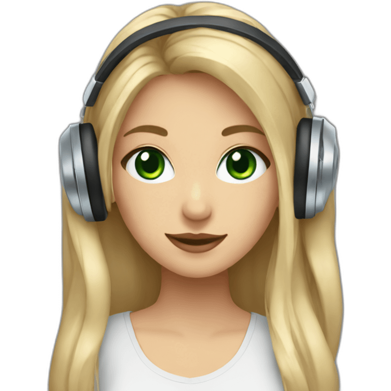 Anastasiia with green-blue eyes with headphones emoji