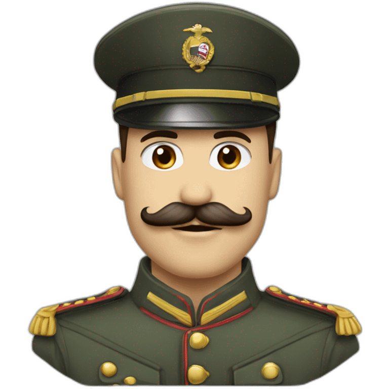 Homme avec moustache carré en tenue militaire levant bras emoji