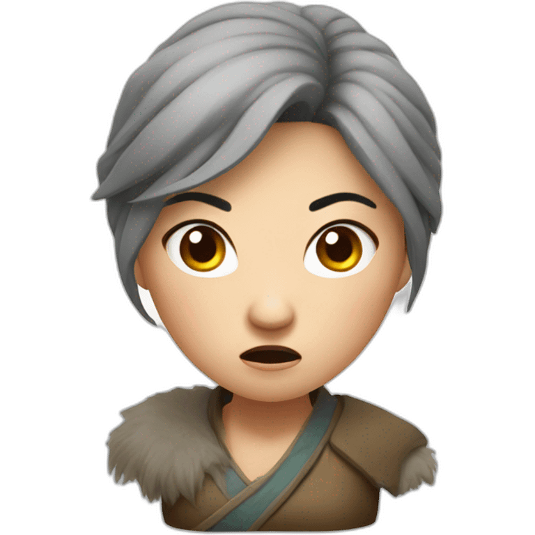 angry mongolian woman with a big head emoji