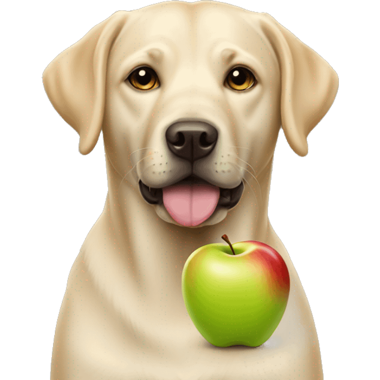 Labrador with an apple emoji