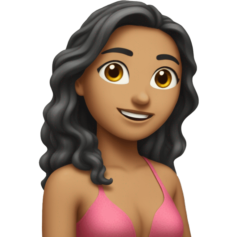 Una chica morena surfeando  emoji